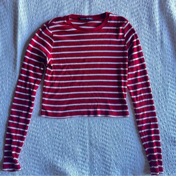 Brandy Melville Tops Red And White Striped Long Sleeve Shirt